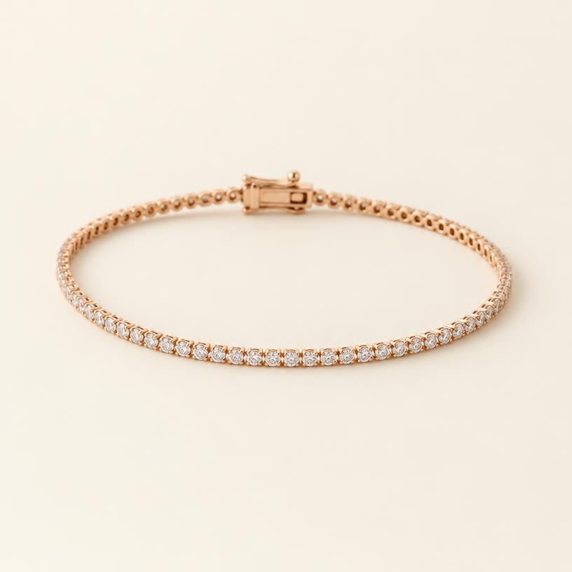 Full piece of the petite rose gold tennis bracelet