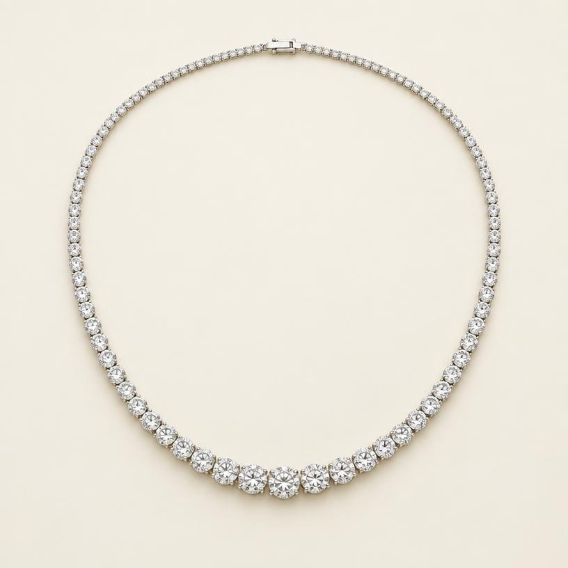 Full piece of the white gold graduated rivière necklace