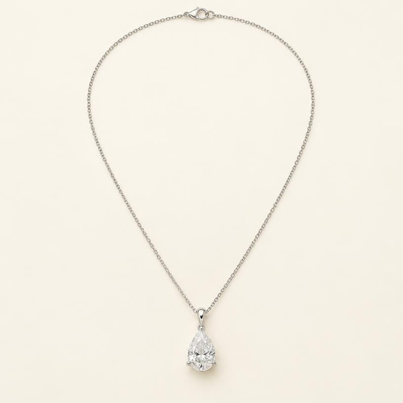 Full piece of the platinum pear drop pendant necklace