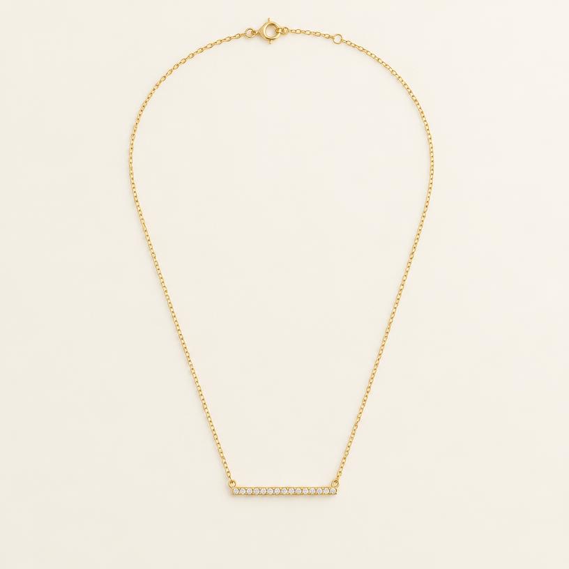 Full piece of the yellow gold diamond bar necklace